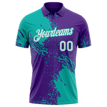 Load image into Gallery viewer, Custom Purple White-Aqua Distressed Scratch Brush Stroke Performance Polo Shirt