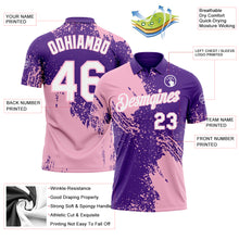 Load image into Gallery viewer, Custom Purple White-Light Pink Distressed Scratch Brush Stroke Performance Polo Shirt