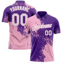 Load image into Gallery viewer, Custom Purple White-Light Pink Distressed Scratch Brush Stroke Performance Polo Shirt