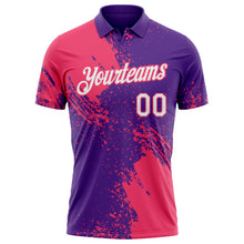 Load image into Gallery viewer, Custom Purple White-Neon Pink Distressed Scratch Brush Stroke Performance Polo Shirt