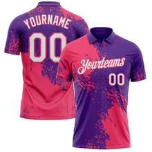 Load image into Gallery viewer, Custom Purple White-Neon Pink Distressed Scratch Brush Stroke Performance Polo Shirt