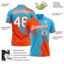 Load image into Gallery viewer, Custom Sky Blue White-Orange Distressed Scratch Brush Stroke Performance Polo Shirt