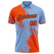 Load image into Gallery viewer, Custom Light Blue Orange-Black Distressed Scratch Brush Stroke Performance Polo Shirt