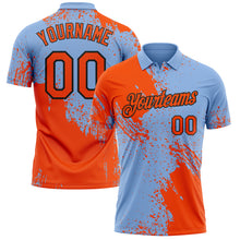 Load image into Gallery viewer, Custom Light Blue Orange-Black Distressed Scratch Brush Stroke Performance Polo Shirt