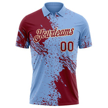 Load image into Gallery viewer, Custom Light Blue Crimson-Cream Distressed Scratch Brush Stroke Performance Polo Shirt