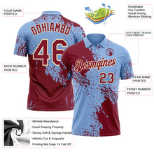 Load image into Gallery viewer, Custom Light Blue Crimson-Cream Distressed Scratch Brush Stroke Performance Polo Shirt