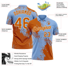 Загрузить изображение в средство просмотра галереи, Custom Light Blue Texas Orange-Cream Distressed Scratch Brush Stroke Performance Polo Shirt