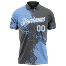Load image into Gallery viewer, Custom Steel Gray White-Light Blue Distressed Scratch Brush Stroke Performance Polo Shirt
