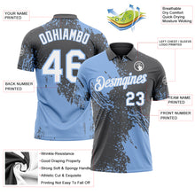 Load image into Gallery viewer, Custom Steel Gray White-Light Blue Distressed Scratch Brush Stroke Performance Polo Shirt