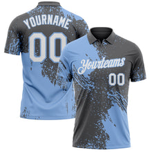 Load image into Gallery viewer, Custom Steel Gray White-Light Blue Distressed Scratch Brush Stroke Performance Polo Shirt