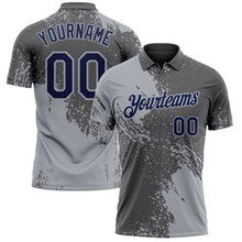 Загрузить изображение в средство просмотра галереи, Custom Steel Gray Navy-Gray Distressed Scratch Brush Stroke Performance Polo Shirt