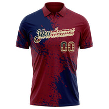 Laden Sie das Bild in den Galerie-Viewer, Custom Crimson Vintage USA Flag Navy-Cream Distressed Scratch Brush Stroke Performance Polo Shirt