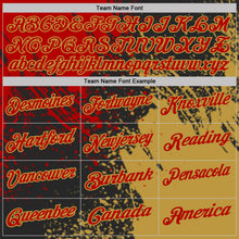 Load image into Gallery viewer, Custom Black Red-Old Gold Distressed Scratch Brush Stroke Performance Polo Shirt