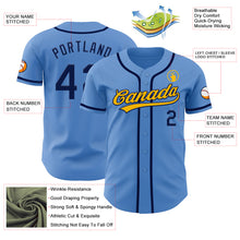 Laden Sie das Bild in den Galerie-Viewer, Custom Powder Blue Navy-Gold Authentic Baseball Jersey