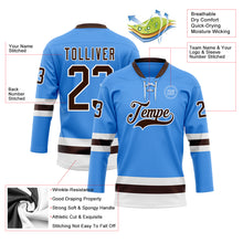 Charger l'image dans la galerie, Custom Sky Blue Brown-White Hockey Lace Neck Jersey