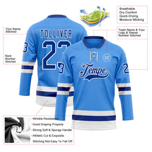 Laden Sie das Bild in den Galerie-Viewer, Custom Sky Blue Royal-White Hockey Lace Neck Jersey