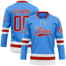 Charger l'image dans la galerie, Custom Sky Blue Red-White Hockey Lace Neck Jersey