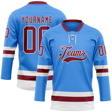 Charger l'image dans la galerie, Custom Sky Blue Maroon-White Hockey Lace Neck Jersey