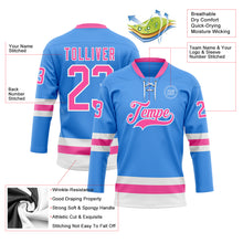 Charger l'image dans la galerie, Custom Sky Blue Pink-White Hockey Lace Neck Jersey