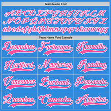 Charger l'image dans la galerie, Custom Sky Blue Pink-White Hockey Lace Neck Jersey