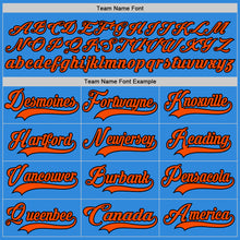 Load image into Gallery viewer, Custom Sky Blue Orange-Black Hockey Lace Neck Jersey