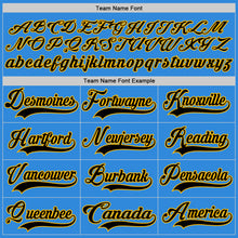 Load image into Gallery viewer, Custom Sky Blue Black-Gold Hockey Lace Neck Jersey