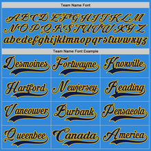 Load image into Gallery viewer, Custom Sky Blue Navy-Gold Hockey Lace Neck Jersey