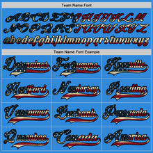 Load image into Gallery viewer, Custom Sky Blue Vintage USA Flag Black-Maroon Hockey Lace Neck Jersey