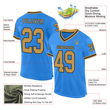 Load image into Gallery viewer, Custom Powder Blue Old Gold-Black Mesh Authentic Throwback Football Jersey