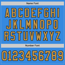 Load image into Gallery viewer, Custom Powder Blue Old Gold-Black Mesh Authentic Throwback Football Jersey