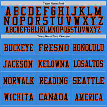 Laden Sie das Bild in den Galerie-Viewer, Custom Powder Blue Black-Orange Mesh Authentic Throwback Football Jersey