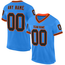 Laden Sie das Bild in den Galerie-Viewer, Custom Powder Blue Black-Orange Mesh Authentic Throwback Football Jersey