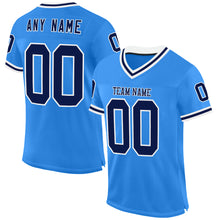 Load image into Gallery viewer, Custom Powder Blue Navy-White Mesh Authentic Throwback Football Jersey