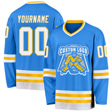 Charger l'image dans la galerie, Custom Powder Blue White-Gold Hockey Jersey