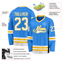 Charger l'image dans la galerie, Custom Powder Blue White-Gold Hockey Jersey