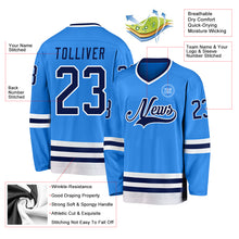 Load image into Gallery viewer, Custom Powder Blue Navy-White Hockey Jersey