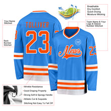 Load image into Gallery viewer, Custom Powder Blue Orange-White Hockey Jersey