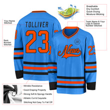 Load image into Gallery viewer, Custom Powder Blue Orange-Black Hockey Jersey