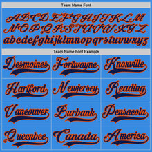 Load image into Gallery viewer, Custom Powder Blue Navy-Orange Hockey Jersey