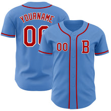 Laden Sie das Bild in den Galerie-Viewer, Custom Powder Blue Red-White Authentic Baseball Jersey