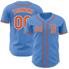 Laden Sie das Bild in den Galerie-Viewer, Custom Powder Blue Orange-White Authentic Baseball Jersey