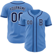 Laden Sie das Bild in den Galerie-Viewer, Custom Powder Blue Navy-White Authentic Baseball Jersey