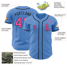 Laden Sie das Bild in den Galerie-Viewer, Custom Powder Blue Pink-Black Authentic Baseball Jersey