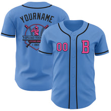 Laden Sie das Bild in den Galerie-Viewer, Custom Powder Blue Pink-Black Authentic Baseball Jersey