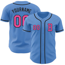Laden Sie das Bild in den Galerie-Viewer, Custom Powder Blue Pink-Black Authentic Baseball Jersey