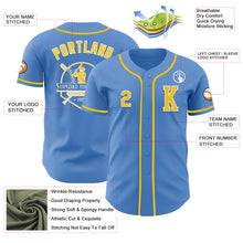 Laden Sie das Bild in den Galerie-Viewer, Custom Powder Blue Yellow-White Authentic Baseball Jersey