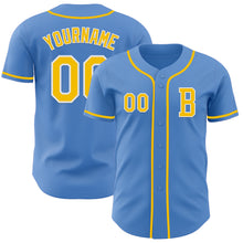 Laden Sie das Bild in den Galerie-Viewer, Custom Powder Blue Yellow-White Authentic Baseball Jersey