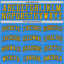 Laden Sie das Bild in den Galerie-Viewer, Custom Powder Blue Navy-Gold Authentic Basketball Jersey