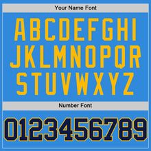 Laden Sie das Bild in den Galerie-Viewer, Custom Powder Blue Navy-Gold Authentic Basketball Jersey