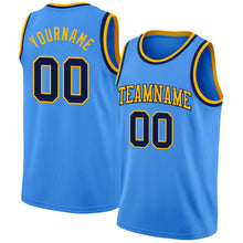 Laden Sie das Bild in den Galerie-Viewer, Custom Powder Blue Navy-Gold Authentic Basketball Jersey